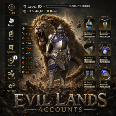 Warrior Account Lvl 83 &mdash; 3.6M CP